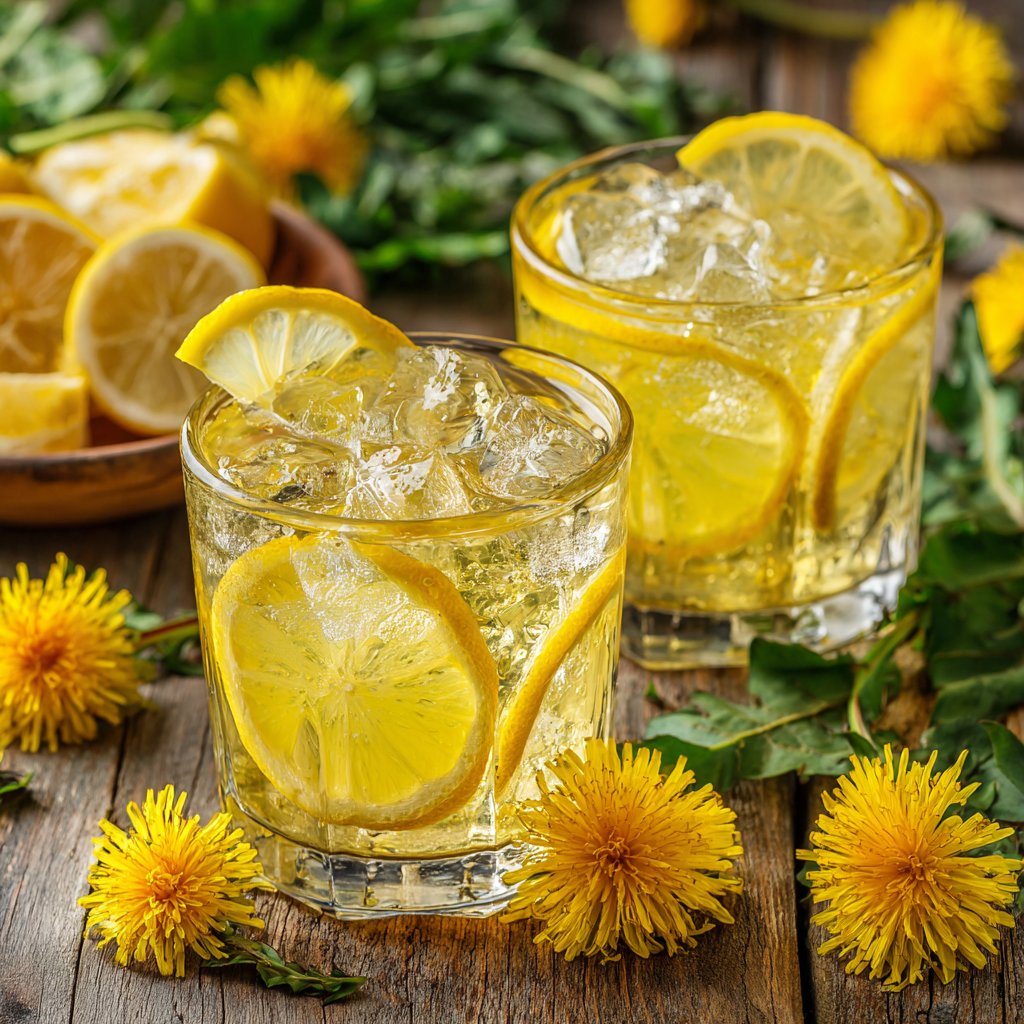 Fresh Dandelion and Lemon Tonic