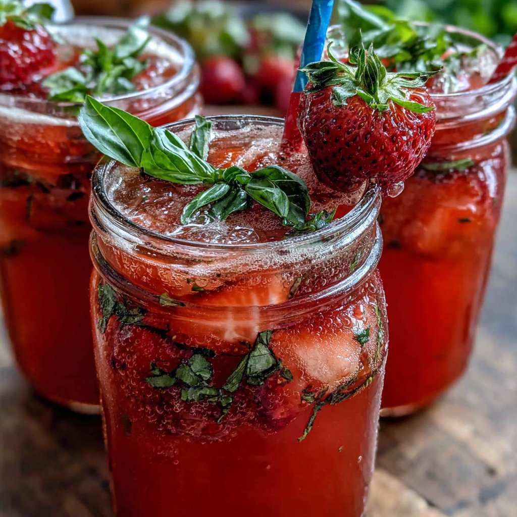 Strawberry Basil Infused Lemonade