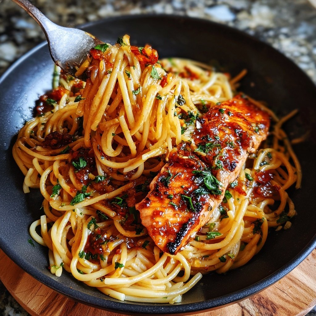 Maple Glazed Salmon Pasta