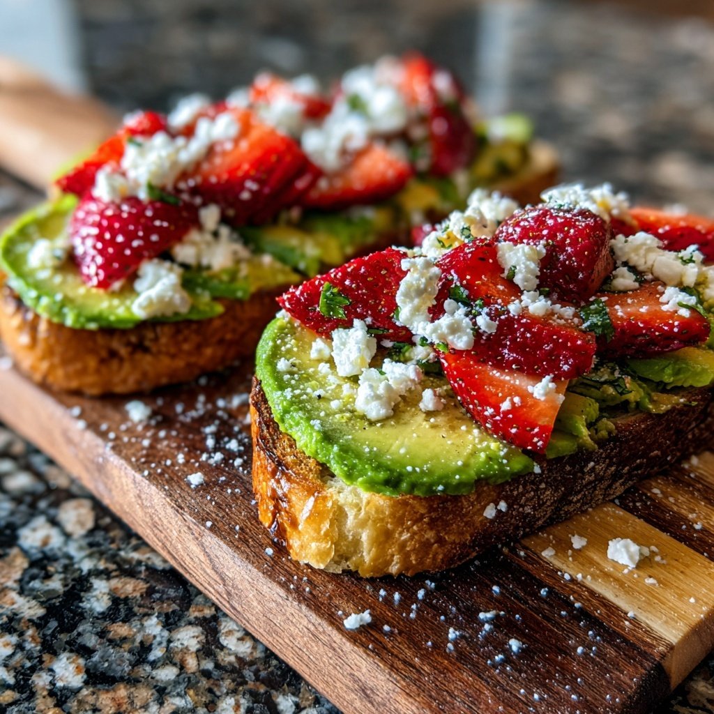 Avocado Strawberry Toast with Feta